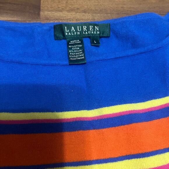 Lauren Ralph Lauren Striped Multicolor Knit Top Size Large - Picture 4 of 4